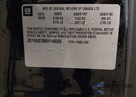 2009 Chevrolet Impala Ltz z USA, uszkodzony, nr VIN 2G1WU57M991148355